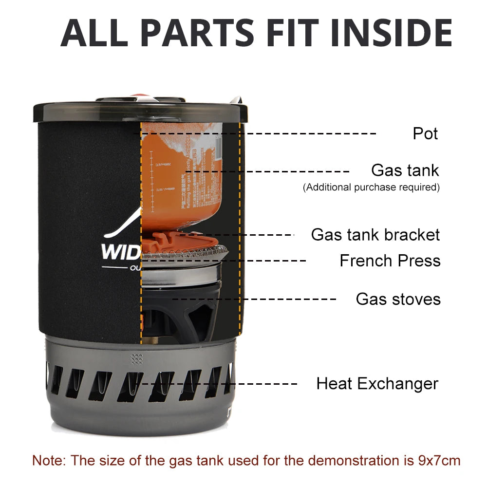 WIDESEA Outdoor Camping Stove Set with Pot & French Press – Complete Coffee & Cooking Kit