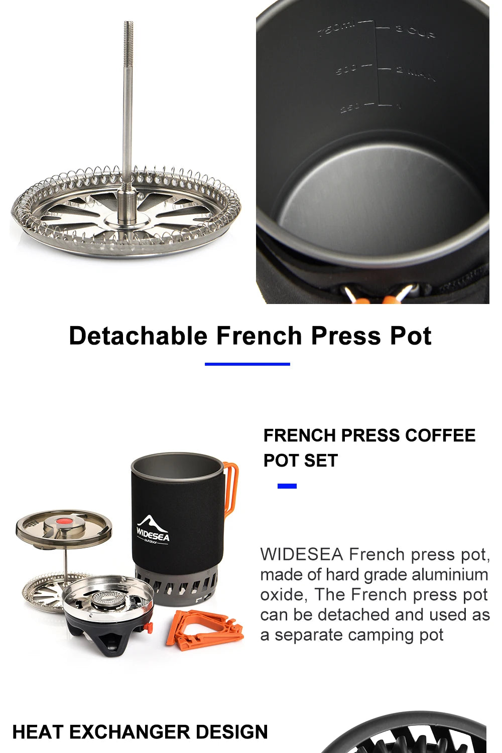 WIDESEA Outdoor Camping Stove Set with Pot & French Press – Complete Coffee & Cooking Kit