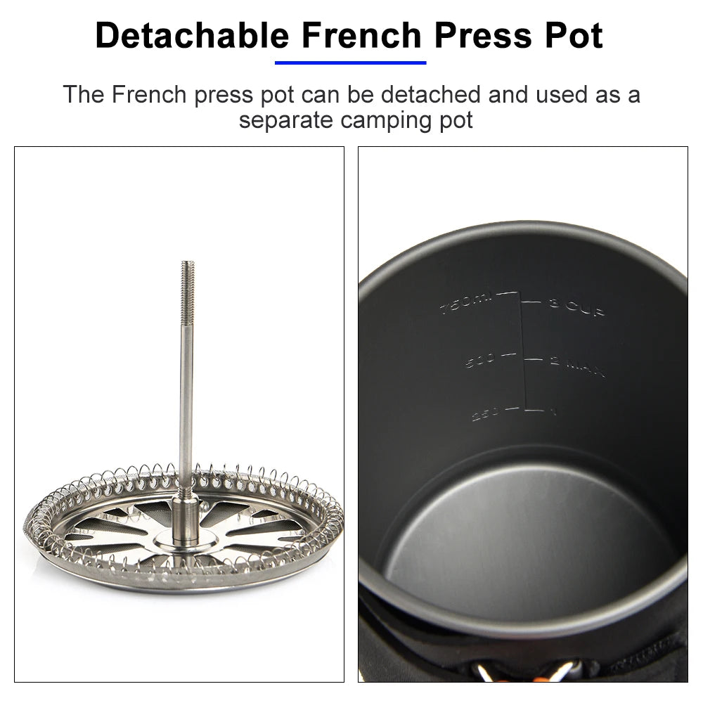 WIDESEA Outdoor Camping Stove Set with Pot & French Press – Complete Coffee & Cooking Kit