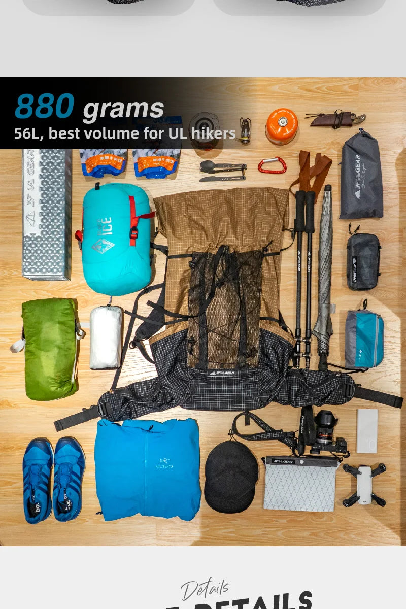 3F UL GEAR Qi Dian Pro – Ultralight Hiking Backpack (46+10L)