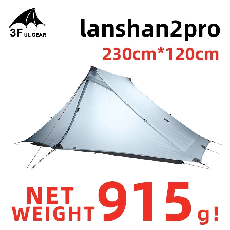 3F GEAR Lanshan 2 Pro Ultralight Tent 2 Person 3-4 Seasons Outdoor Camping Professional 20D Silnylon Rodless Tent