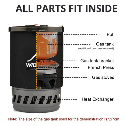 WIDESEA Outdoor Camping Stove Set with Pot & French Press – Complete Coffee & Cooking Kit