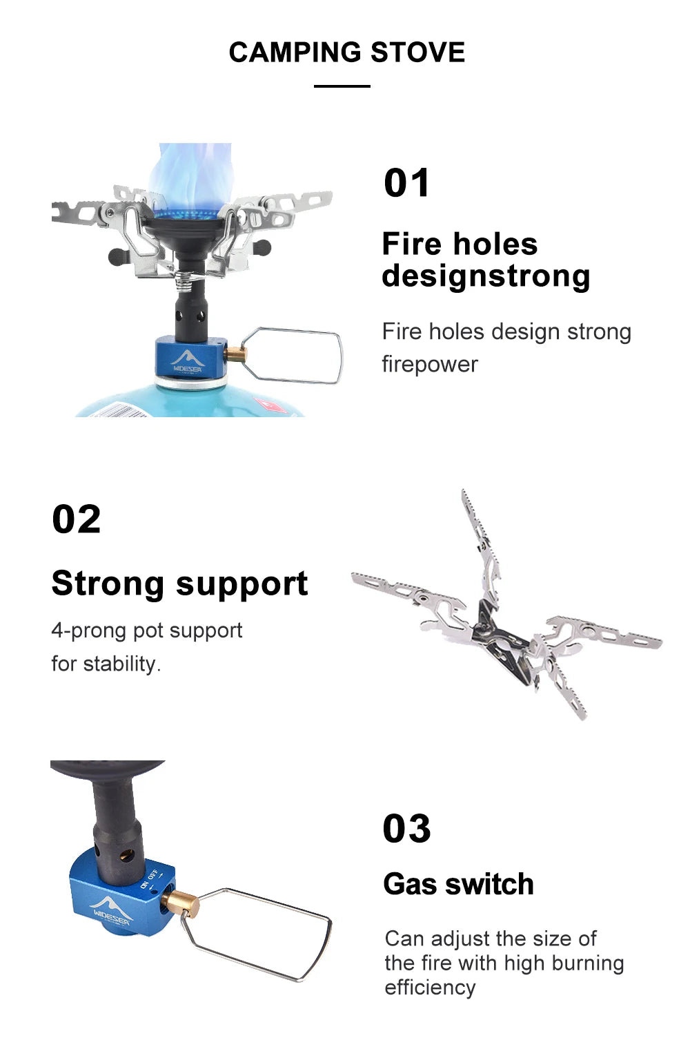 Widesea 3300W Portable Gas Stove – Lightweight Outdoor Camping Burner for Survival & Bushcraft