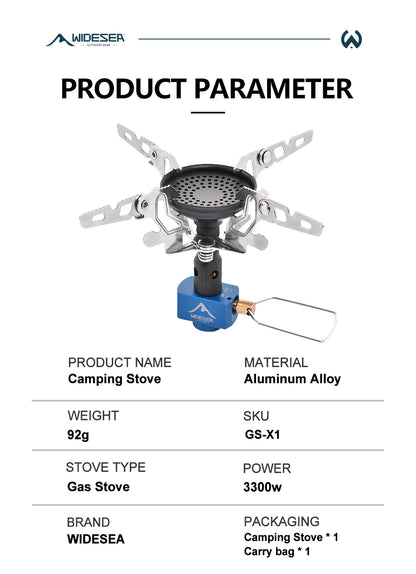 Widesea 3300W Portable Gas Stove – Lightweight Outdoor Camping Burner for Survival & Bushcraft
