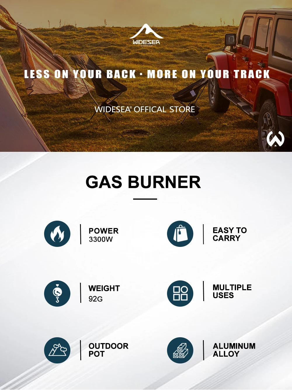 Widesea 3300W Portable Gas Stove – Lightweight Outdoor Camping Burner for Survival & Bushcraft