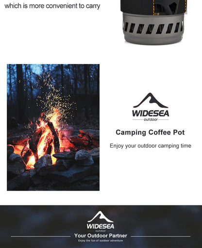 WIDESEA Outdoor Camping Stove Set with Pot & French Press – Complete Coffee & Cooking Kit